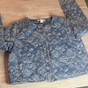 Rachel Zoe Blue Denim Floral Quilted Jean Jacket - sz L